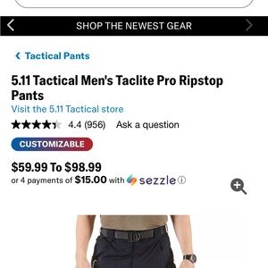 5.11 Tactical Men's Taclite Pro Ripstop Cargo Pants - Black